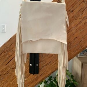 White soft calf leather crossbody bag with plaited strap